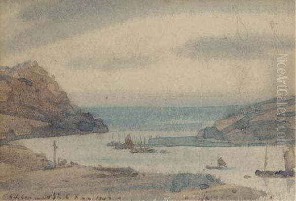 Estuary With Boats Oil Painting by Samuel John Lamorna Birch