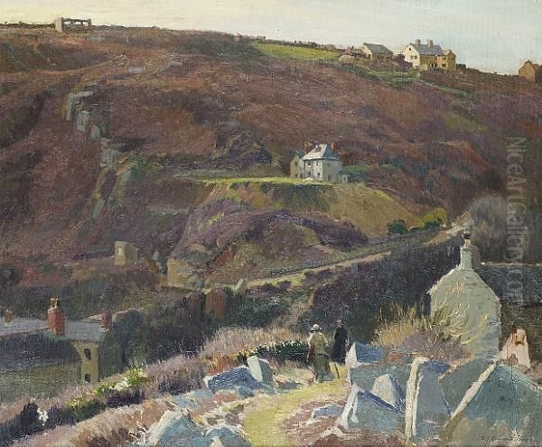 Under The Cliffs Oil Painting by Samuel John Lamorna Birch