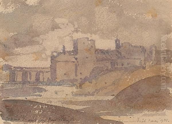 Buildings By A River. Oil Painting by Samuel John Lamorna Birch