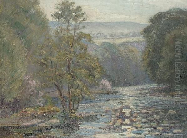 River Landscape In Summer. Oil Painting by Samuel John Lamorna Birch