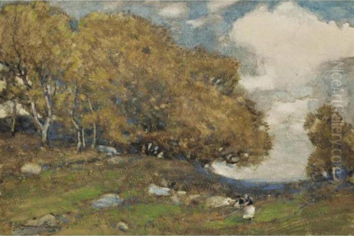 Autumn Oil Painting by Samuel John Lamorna Birch