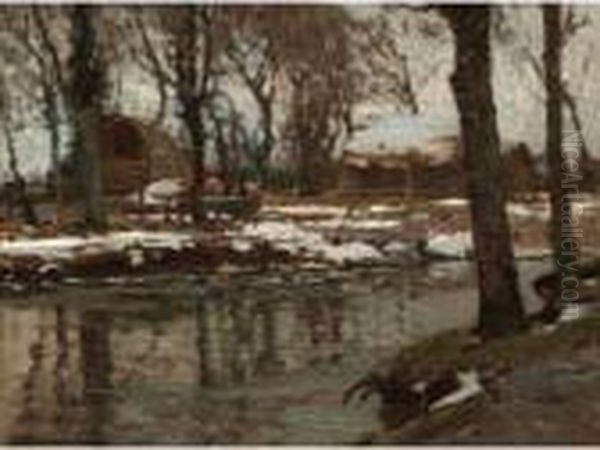 When Icicles Hang By The Wall Oil Painting by Samuel John Lamorna Birch