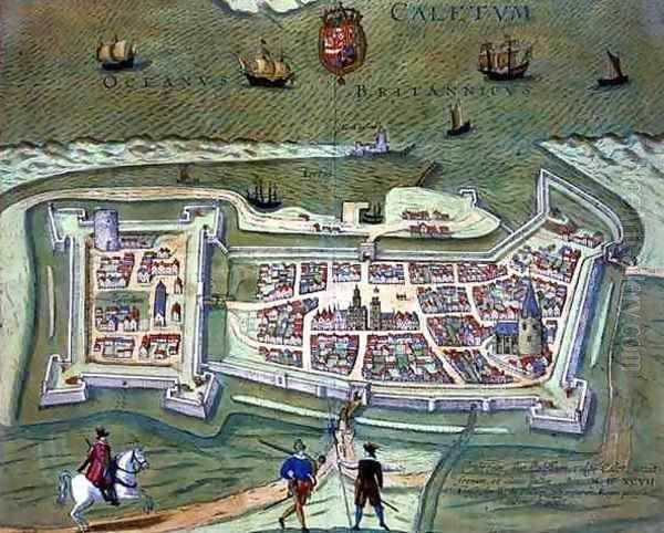 Map of Calais from Civitates Orbis Terrarum Oil Painting by Joris Hoefnagel