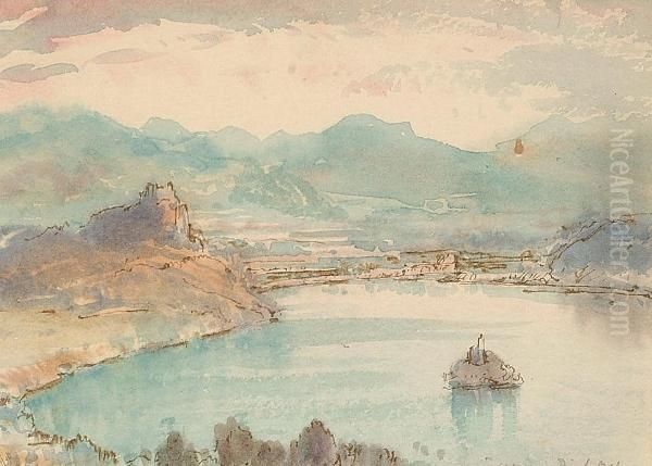 Lake Scene Oil Painting by Samuel John Lamorna Birch