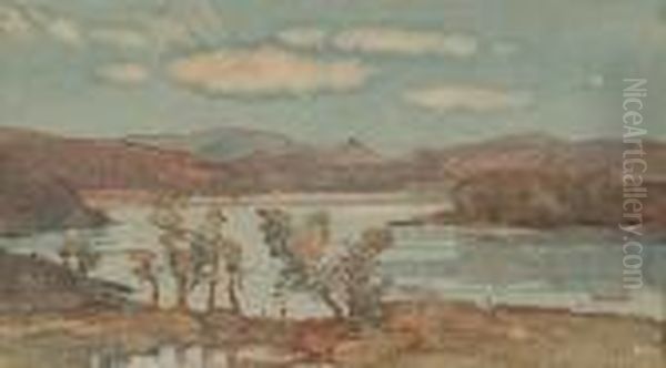 The Lake Oil Painting by Samuel John Lamorna Birch