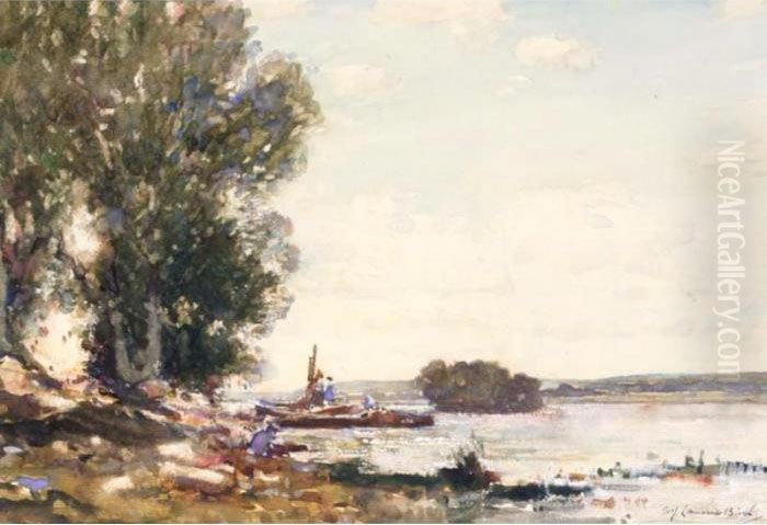 The Bright Morning Sunshine On The Seine Oil Painting by Samuel John Lamorna Birch