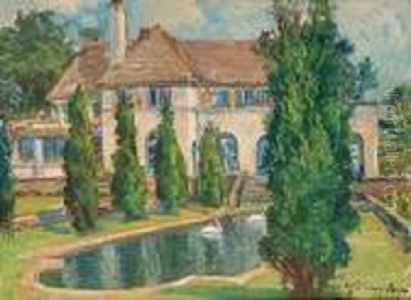 Country House With Pond Oil Painting by Samuel John Lamorna Birch