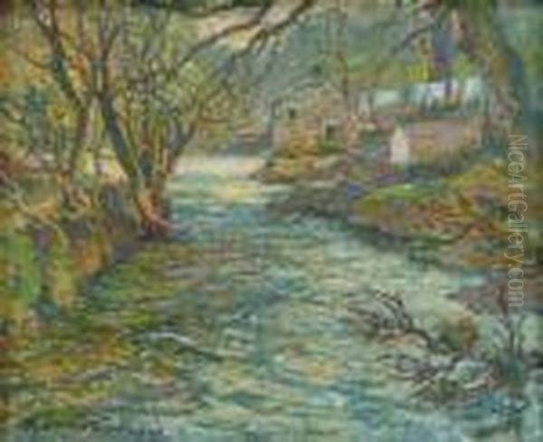 Down-falling Stream, Lamorna Oil Painting by Samuel John Lamorna Birch