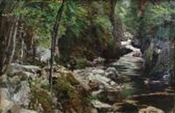 Woodland Scene Oil Painting by Samuel John Lamorna Birch