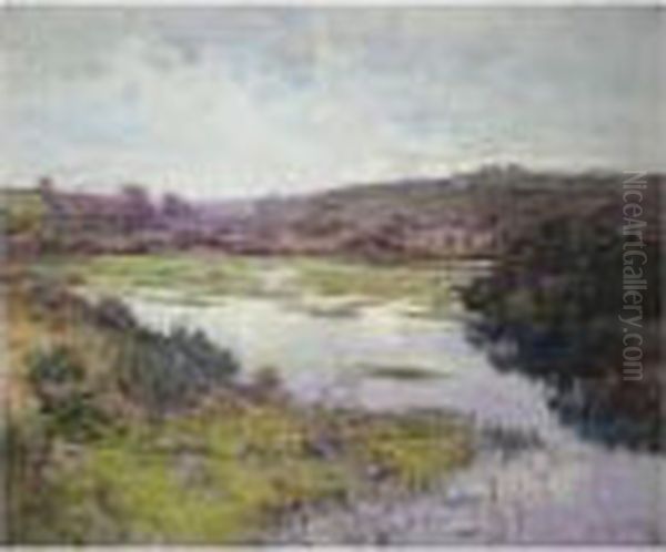 River Landscape Oil Painting by Samuel John Lamorna Birch