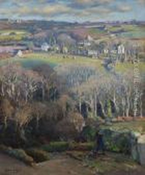 Bosnaver And The Little Wood, Lamorna Oil Painting by Samuel John Lamorna Birch