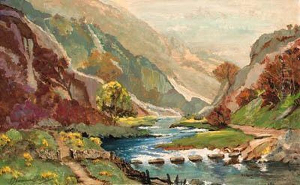 Path By The River Oil Painting by Samuel John Lamorna Birch