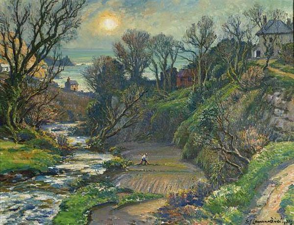 My House And Garden; February Morning Oil Painting by Samuel John Lamorna Birch