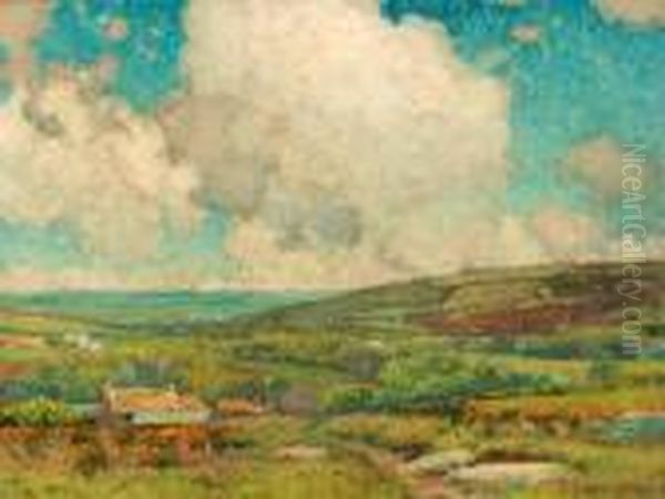 Cottages On The Moor Oil Painting by Samuel John Lamorna Birch