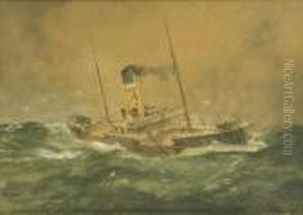 The Training Ship In The Far East Atlantic Weather Three Oil Painting by William Minshall Birchall