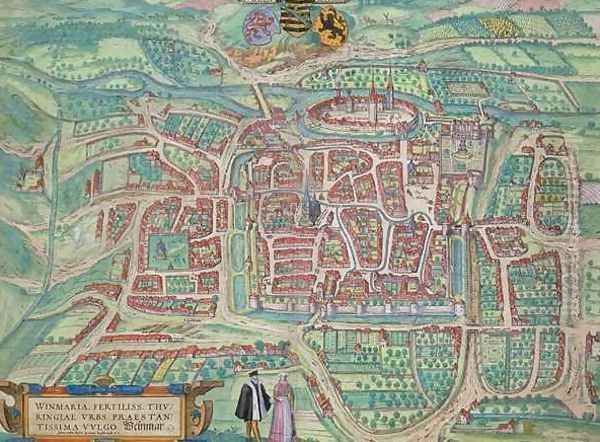 Map of Weimar from Civitates Orbis Terrarum Oil Painting by Joris Hoefnagel