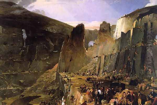 Penryhn Slate Quarry 1832 Oil Painting by Henry Hawkins