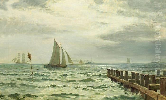 Seascape From Dragor Oil Painting by Christian Vigilius Blache