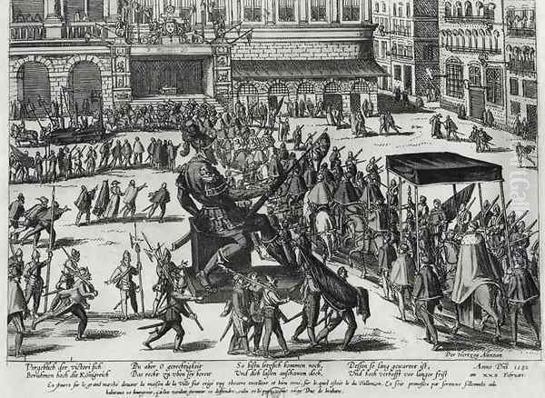 Entry of Hercule Francois of France duke of Alencon 1554-84 in Antwerp Oil Painting by Franz Hogenberg