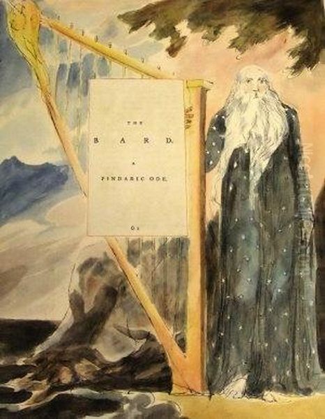 The Bard, 
A Pindoric Code Oil Painting by William Blake