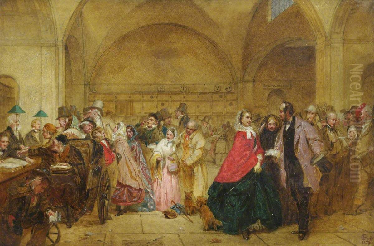 Dividend Day at the Bank of England Oil Painting by George Elgar Hicks