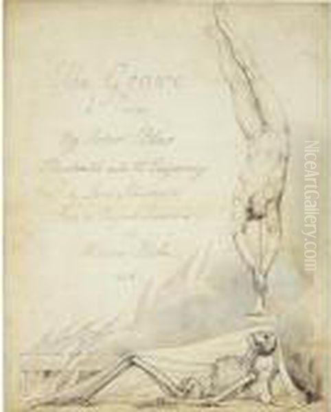 Inscribed Title-page Design For 'the Grave' Oil Painting by William Blake