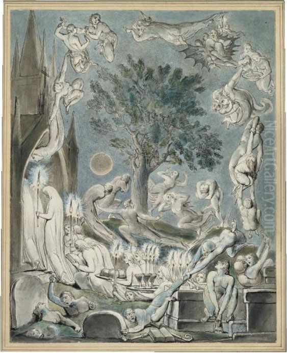 The Gambols Of Ghosts According 
With Their Affections Previous To The Final 
Judgement Oil Painting by William Blake