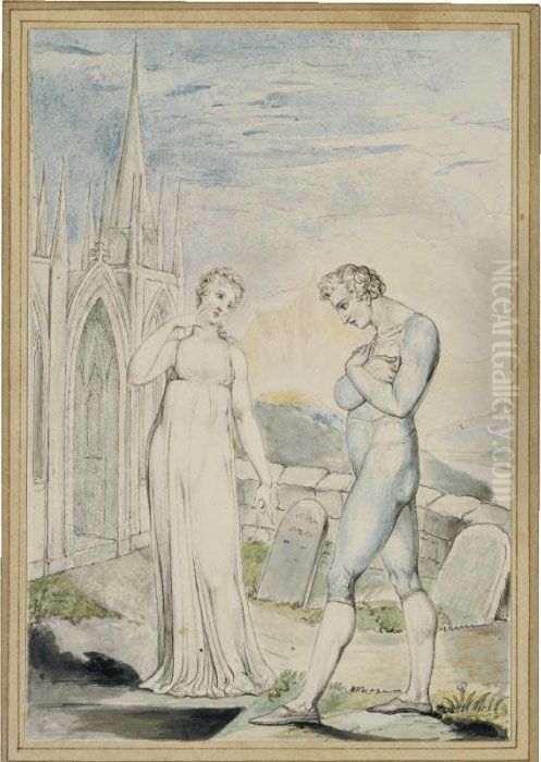 'whilst Surfeited Upon Thy 
Damask Cheek, The High-fed Worm In Lazy Volumes Roll'd, Riots Unscar'd' Oil Painting by William Blake