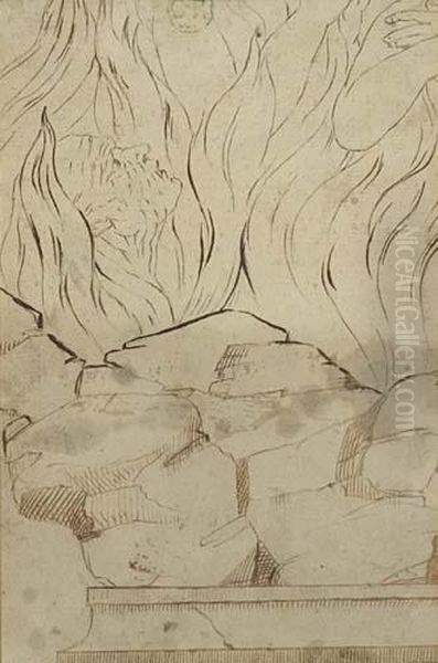 Blake Rising Out Of The Flames Oil Painting by William Blake