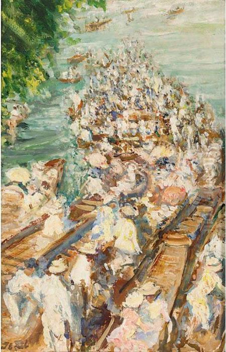 Henley Regatta Oil Painting by Jacques-Emile Blanche