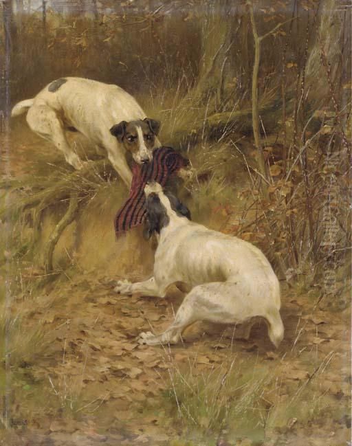 Terriers Fighting Oil Painting by Thomas Blinks