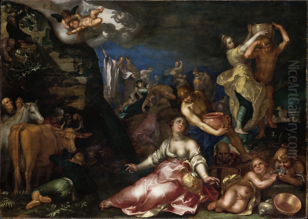 Moses Striking The Rock Oil Painting by Abraham Bloemaert