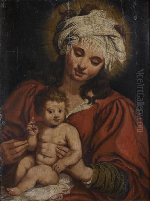 Vierge A L'enfant Benissant Oil Painting by Abraham Bloemaert