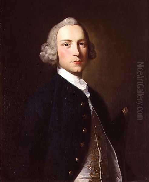 Portrait of a naval officer in uniform Oil Painting by Thomas Hudson