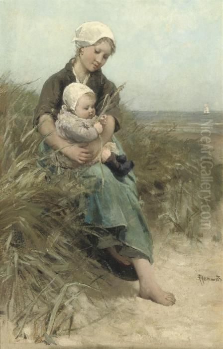 Moedertrots: In The Dunes Oil Painting by Bernardus Johannes Blommers