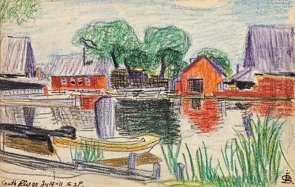 South River Oil Painting by Oscar Bluemner