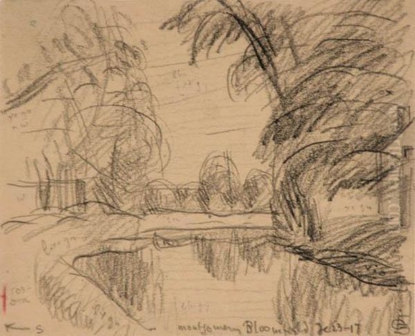 Burnetts Farm, Union, New Jersey 
, 
View Of Montgomery, Bloomfield, New Jersey Oil Painting by Oscar Bluemner