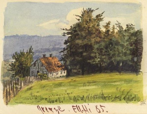 German Farm Oil Painting by Oscar Bluemner