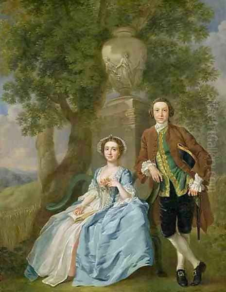 Portrait of George and Margaret Rogers Oil Painting by Francis Hayman