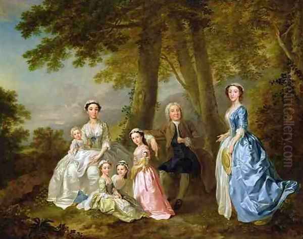 Samuel Richardson seated with his second family Oil Painting by Francis Hayman