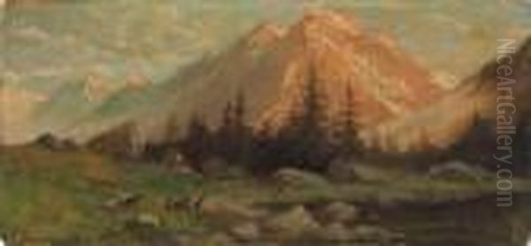 Pascolo Alpino Oil Painting by Giacinto Bo