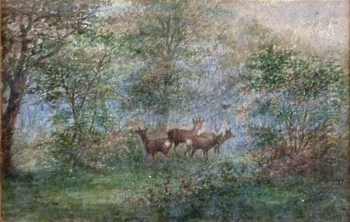 La Famillede Cerf Oil Painting by Karl Bodmer