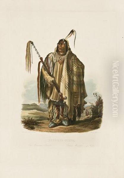 Pehriska-ruhpa. [a Minatarre Or Big-bellied Indian]. [tab. 17]. Oil Painting by Karl Bodmer