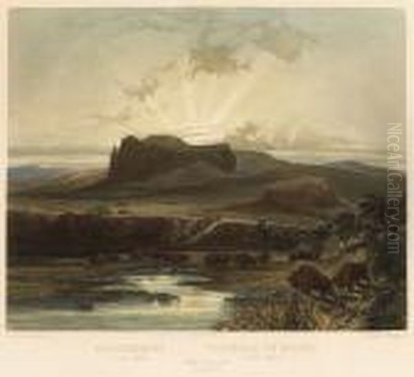 Herd Of Bison, On The Upper 
Missouri, (tab 40), From Travels In The Interior Of North America Oil Painting by Karl Bodmer