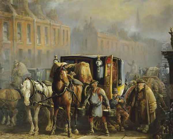A London Cab Oil Painting by Charles Cooper Henderson