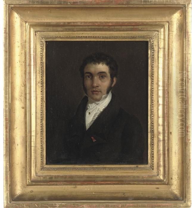 Two Portraits Of Gentlemen In 
Black Coats With White Cravats,half-length, The First Turned To 
Sinister, The Second Seated Andturned To The Dexter Oil Painting by Louis Leopold Boilly