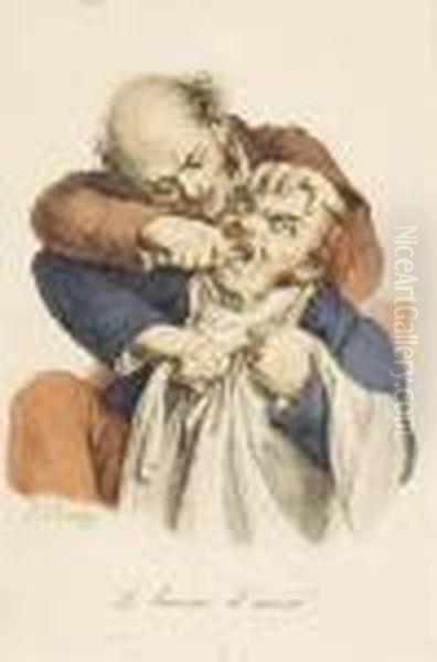 Les Fumeurs; Les Petits 
Ramoneurs; Les Amateurs De Tableaux; L'orgueil; Les Lunettes; Les 
Chantres; La Lecture Du Testament; Les Gueux; Ah Le Chie En Lit; L'hiver
 Par Francois-seraphin Delpech Oil Painting by Louis Leopold Boilly