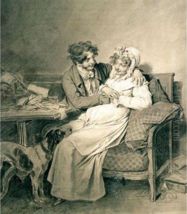 L'heureuse Attente' Oil Painting by Louis Leopold Boilly