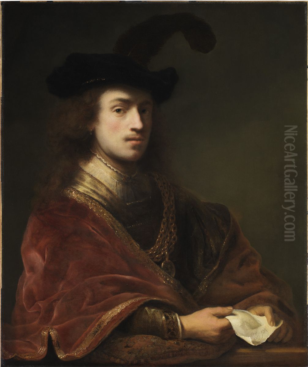 Self-portrait, Behind A Parapet Oil Painting by Ferdinand Bol
