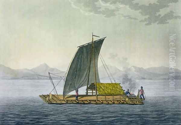 A raft leaving the port of Guayaquil Ecuador Oil Painting by Humboldt, Friedrich Alexander, Baron von